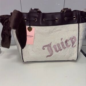 Juicy Couture NWT Cream and Brown Embroidered Purse Vintage Dreams Tote